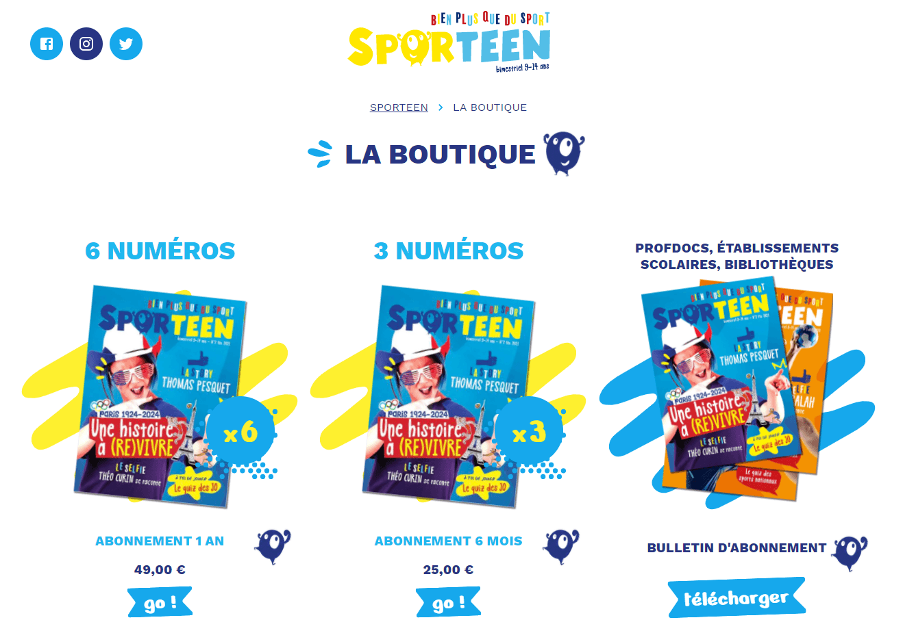 Capture d'écran du site Sporteen